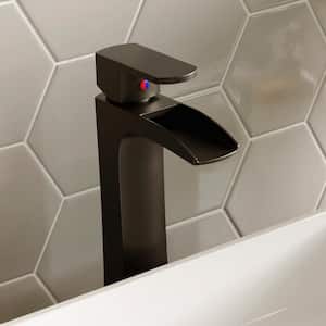 Kassel Single Handle Single Hole Vessel Bathroom Faucet with Matching Pop-Up Drain in Matte Black