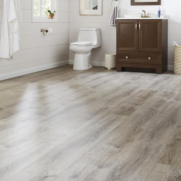 master bathroom with vinyl plank flooring