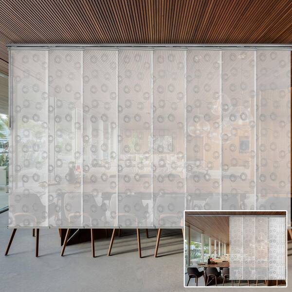 EMOH Serpentine 130 in. to 175 in. W x 94 in. L Adjustable 8-Panel Satin Nickel Double Rail Panel Track with 23.5 in. Slates