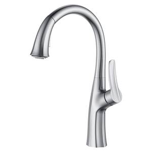 Single-Handle Pull-Down Sprayer Kitchen Faucet with High-Arc Spout in Brushed Nickel