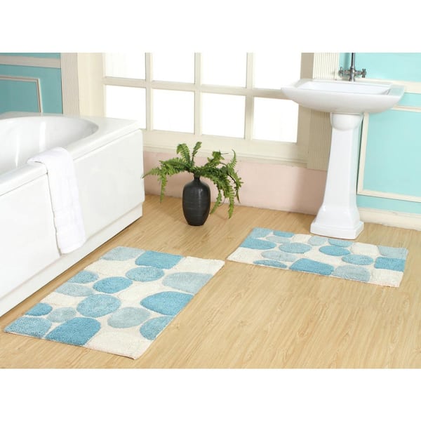 2 Piece Pebbles Bath Rug Set - 21"x34" & 24"x40" - Aquamarine