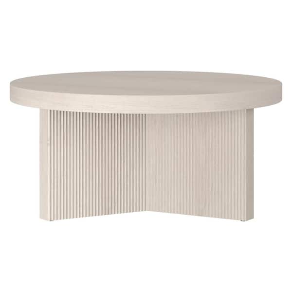 Meyer&Cross Holm 32 in. Alder White Round MDF Top Coffee Table