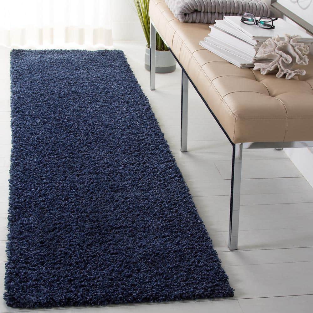 Primo Shag 2 ft. x 10 ft. Navy Minimalist Solid White Runner Rug price history on PriceWatchPro