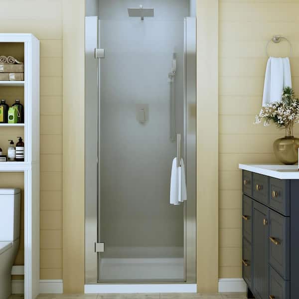 TOOLKISS 28 in. to 30 in. W x 72 in. H Pivot Hinged Swing Frameless Shower Door in Chrome with Clear Glass