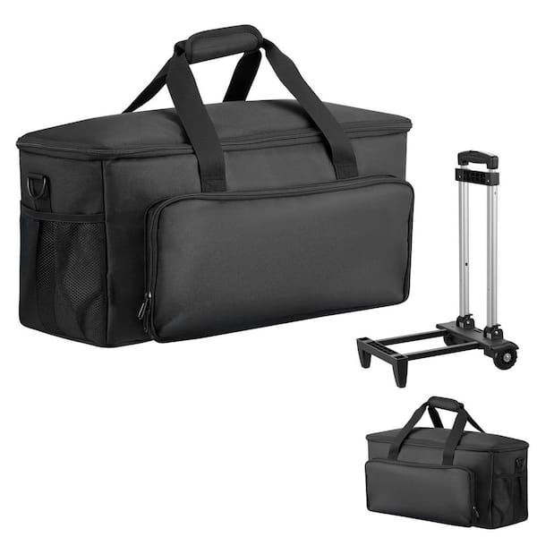 Rolling DJ Cable Bag, 1680D, Black, Travel Storage Case for Music Gear, Briefcase with 17 in. Laptop Laptop Compartment