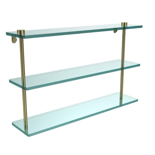 Allied Brass 22 in. L x 15 in. H x 5 in. W 3-Tier Clear Glass