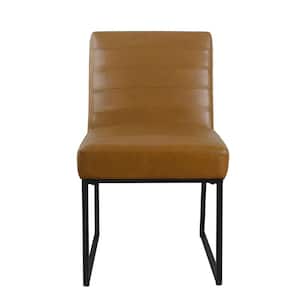 Channeled Carmel Faux Leather Metal Dining Chair