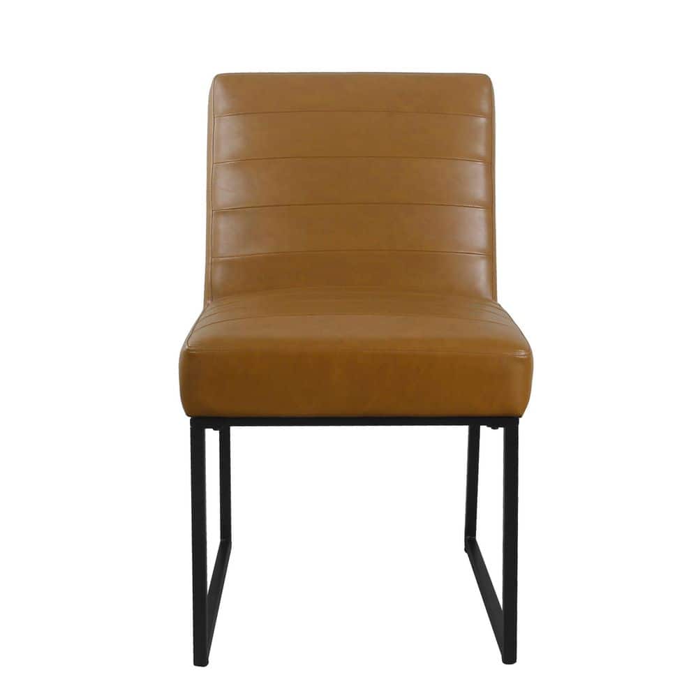 Carmel Faux Leather Upholstered Parsons Side Chair with Metal Legs