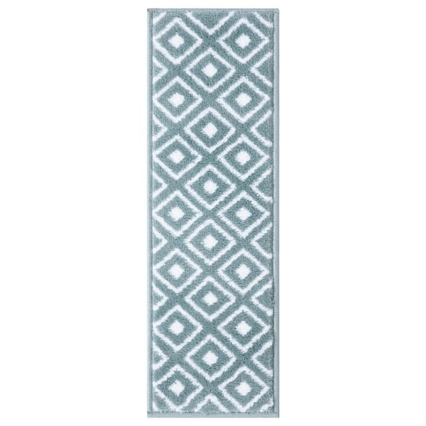 Beverly Rug Valencia Teal/Ivory 9 in. x 28 in. Non-Slip Stair Tread Cover (Set of 7)