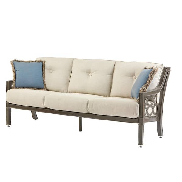 Home Decorators Collection Richmond Hill Heather Slate Aluminum Outdoor Sofa with Hybrid Smoke Cushions