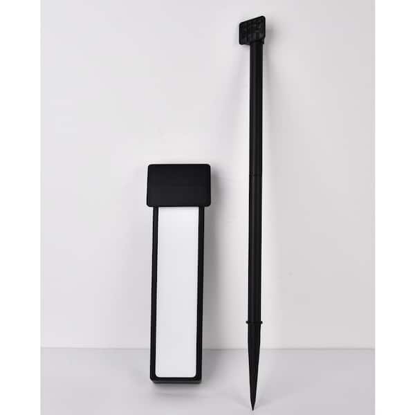 4 in. x 17 in. Black RGBW Dimmable Wall and Stake Mount Solar Rectangular Address Plaque