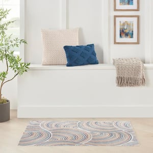 Astra Machine Washable Ivory Multicolor 2 ft. x 4 ft. All-over design Contemporary Area Rug