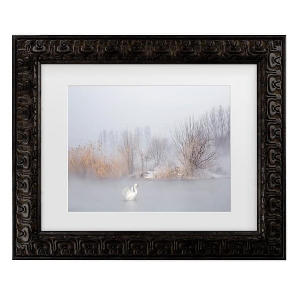 Trademark Fine Art Uu The Winter Swan Matted Framed Photography Wall Art 14.5 in. x 17.5 in.