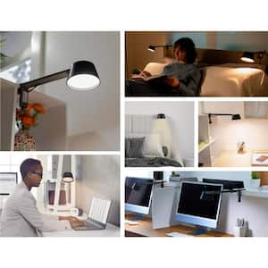 Black & Decker Verve Designer Series LED 4 in., Black, Indoor Desk Lamp, with Clamp Base, Adjustable White + RGB Light