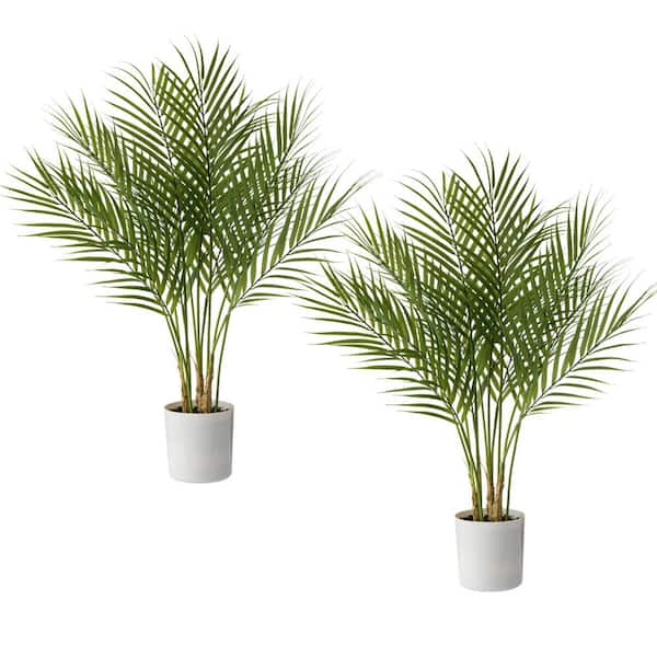 FOREVER LEAF 30 in. Palm Artificial Tree in White Pot (2 Pack)