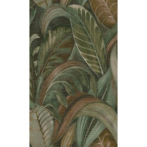 Emerald Palm Leaf Print Non-Woven Paper Paste the Wall Textured Wallpaper 57 sq. ft.