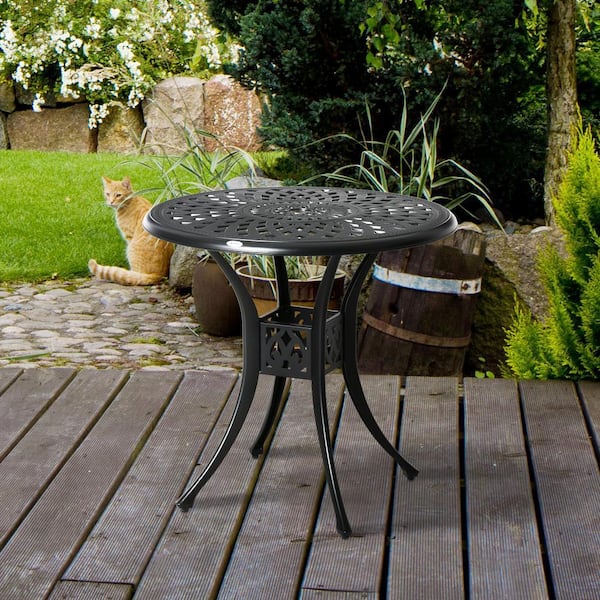 Black Antique Cast Aluminum Outdoor 30 in. Round Dining Table