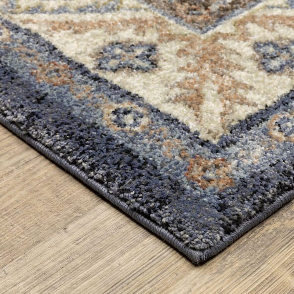 Gia 2 ft. x 7 ft. Blue/Rust Oriental Area Rug