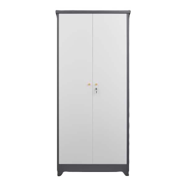 2.62 ft. W x 1.3 ft. D Metal Shed Large Outdoor Garden Cabinet with Lock,Waterproof,Shelve and Tool Storage,Light Gray