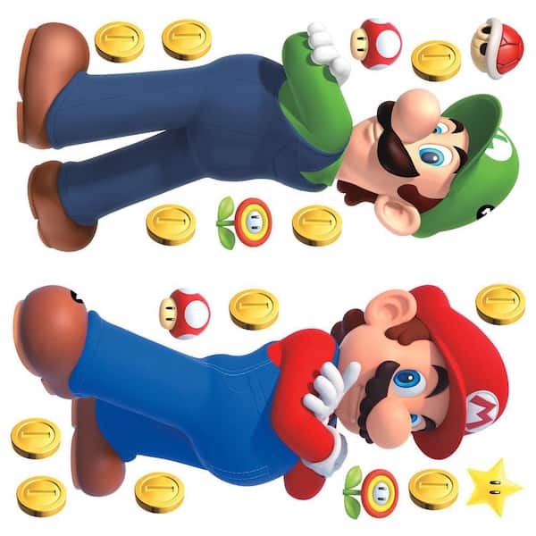 RoomMates Super Mario Luigi and Mario Multicolor Giant Peel and Stick Wall  Decals RMK5223GM - The Home Depot