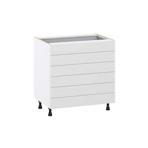 33 in. W x 24 in. D x 34.5 in. H Alton Painted White Shaker Assembled Base Kitchen Cabinet with 6-Drawers