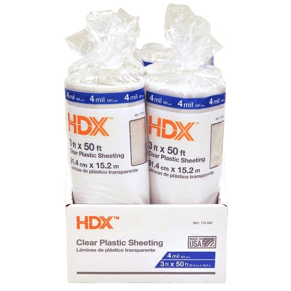 HDX 10 ft. x 100 ft. Clear 6 mil Plastic Sheeting (56-Rolls/Pallet