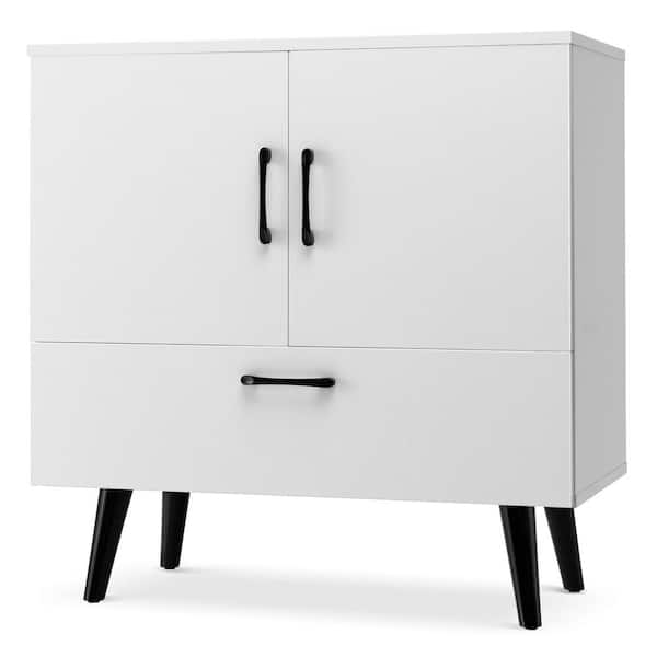 Costway Mid Century White Storage Cabinet Accent Buffet Sideboard Entryway Kitchen