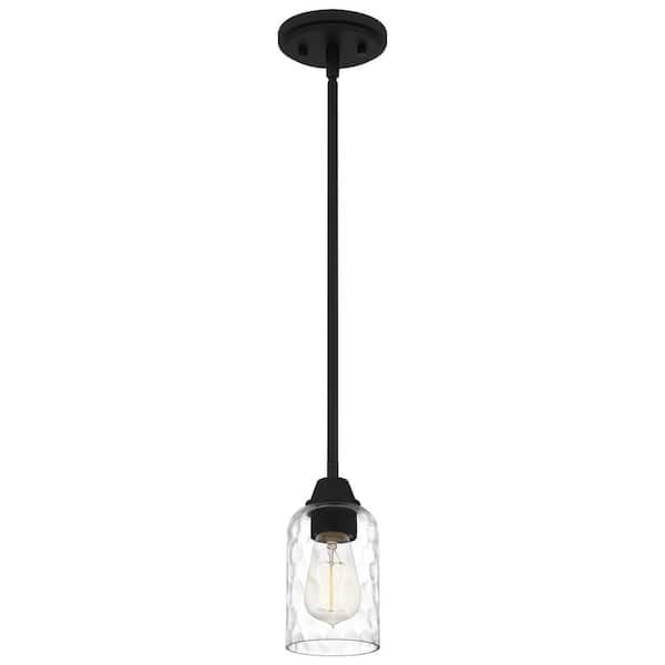 Quoizel Acacia 1-Light Matte Black Chandelier with Clear Water Glass