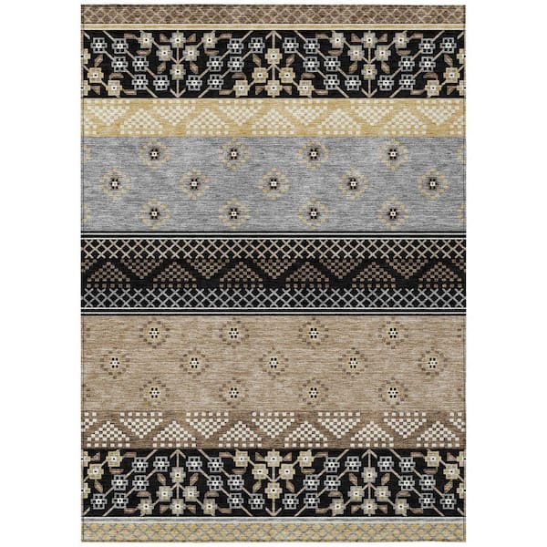 Chantille Machine Washable Indoor/Outdoor Abstract ACN2662 Black 10 ft. x 14 ft. Area Rug