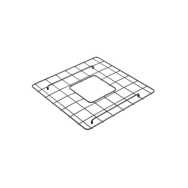 BOCCHI 15 in. L x 15 in. W Bottom Grid 2.0 in Gun Metal for 36 in. 1348 Double Bowl Sink