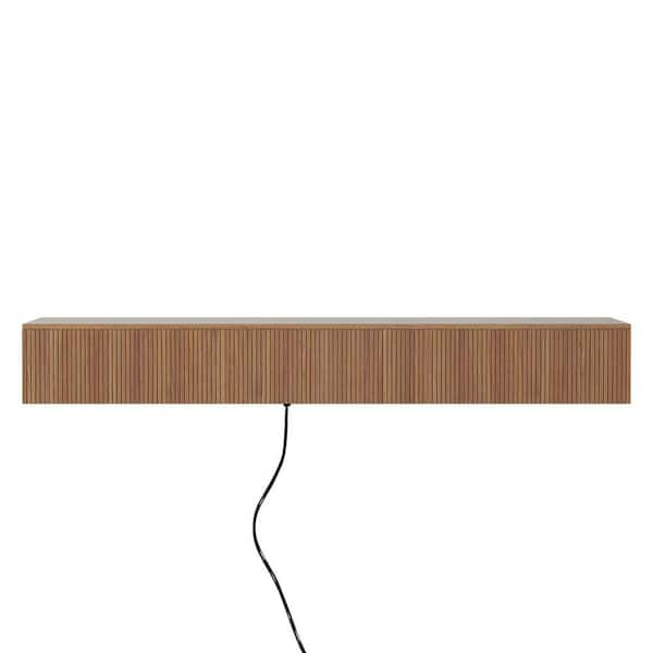 68.80 in. W x 11.80 in. D Nature Wood Modern Decorative Wall Shelf with Led
