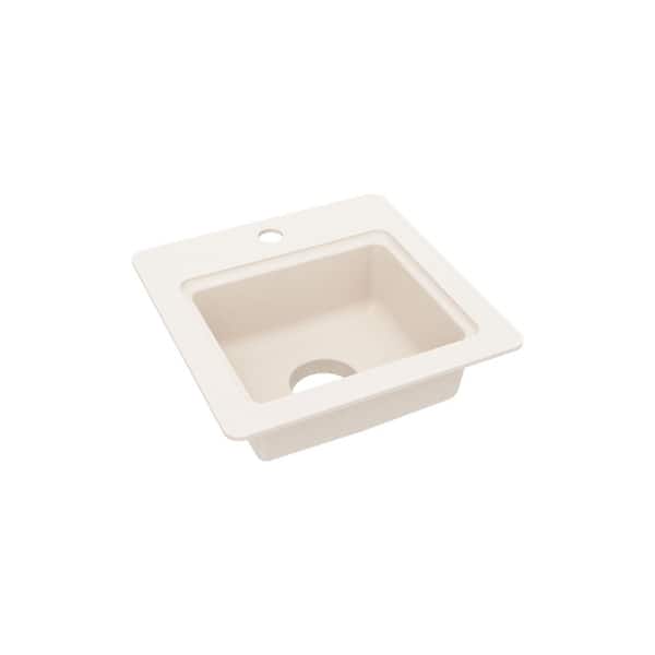 Solid Surface 15 in. 1-Hole Dual Mount Bar Sink in Tahiti White