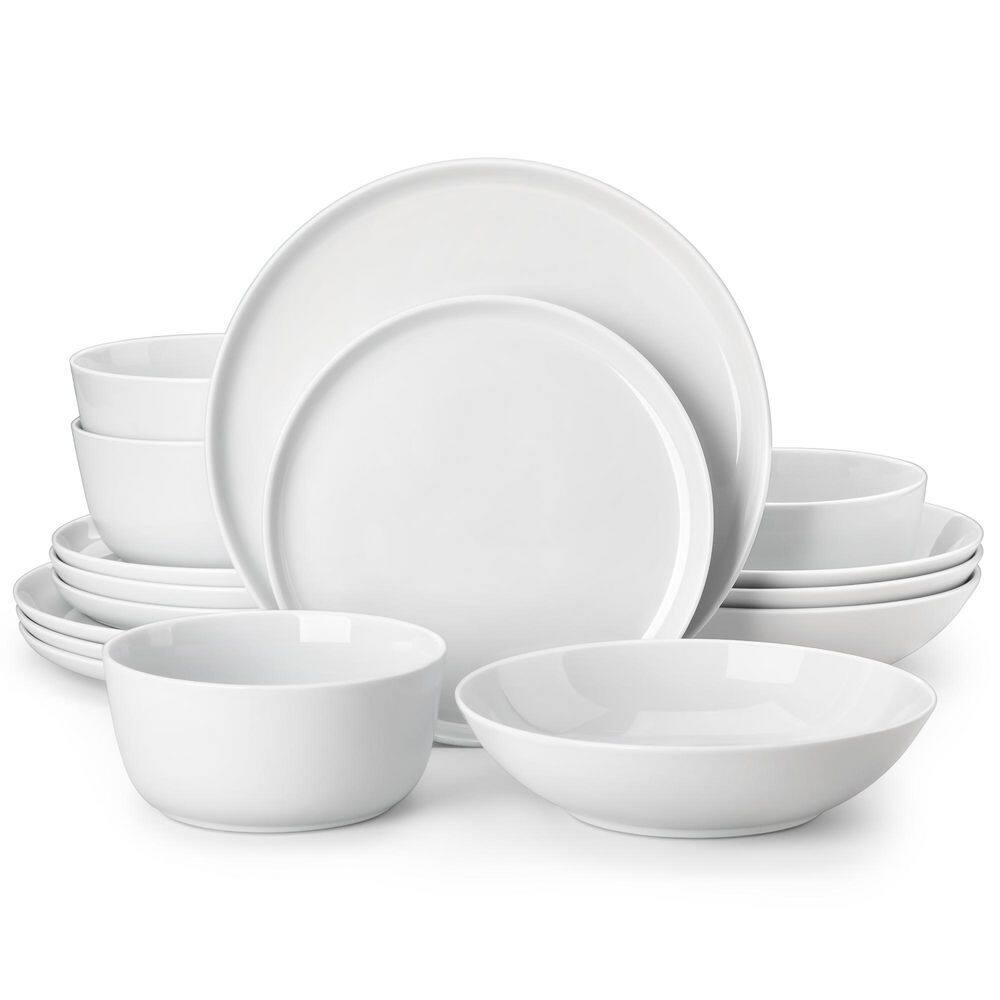 16-Piece White Porcelain Dinnerware Set Service for 4 Dinner Set with Dinner Plate Dessert Plate Soup Plate Cereal Bowl price history on PriceWatchPro