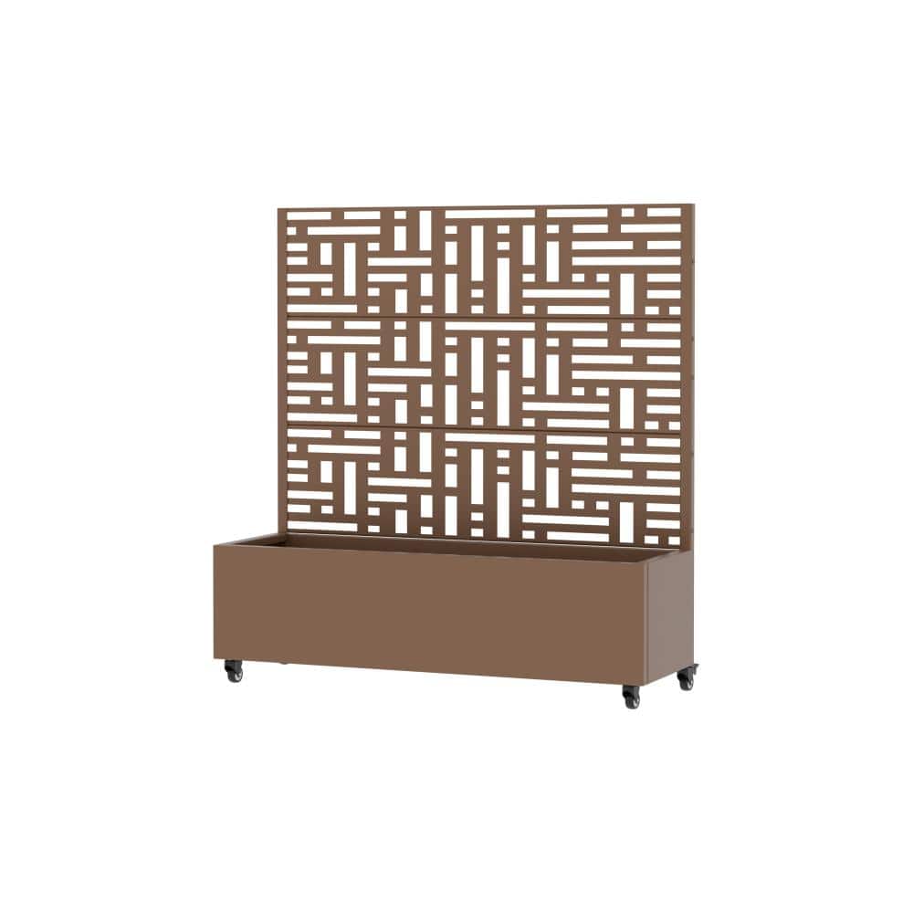 47 in. L x 16 in. W x 47 in. H Mobile Lattice Trellis Brown Iron Rect Outdoor Rolling Planter (1-Pack) price history on PriceWatchPro