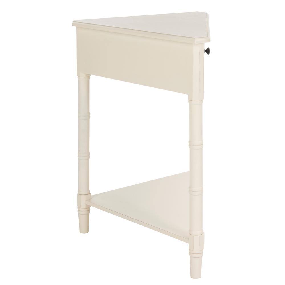 White Triangular Wood Corner Desk with Storage