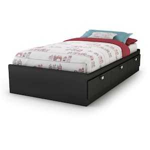 Spark 3-Drawer Twin-Size Storage Bed in Pure Black