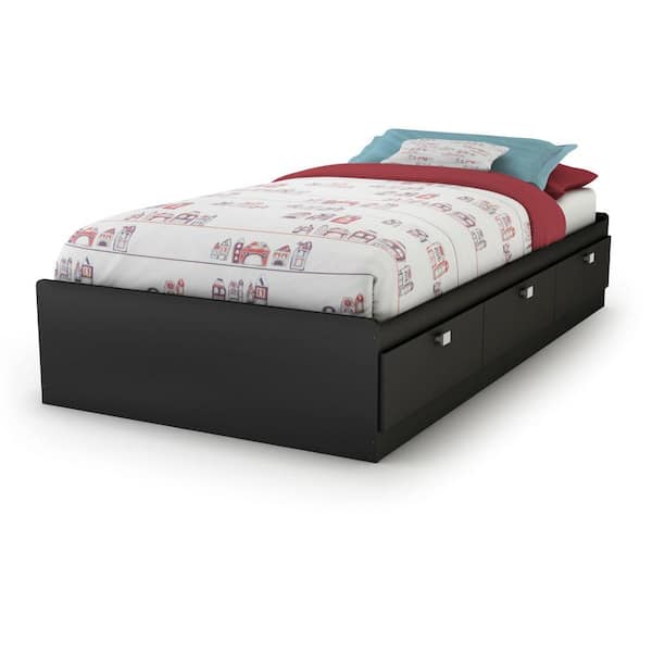 South Shore Spark 3-Drawer Twin-Size Storage Bed in Pure Black