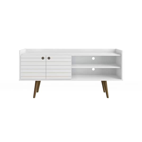 Manhattan Comfort Bogart White and Nature TV Stand Fits TV's up to 46 to 50 in.