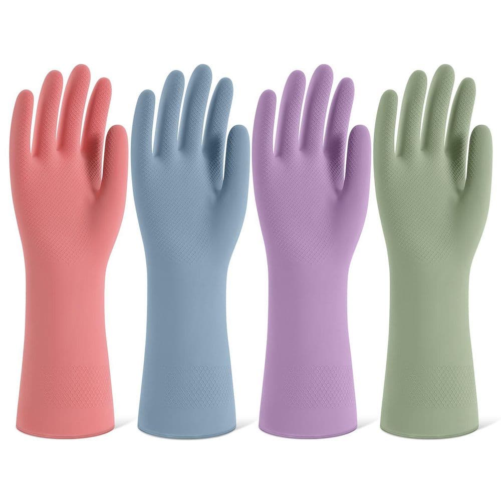 Medium Rubber Cleaning Gloves in Pink with Flocked Lining and Non-Slip Grip for Washing Dishes and Household (4-Pack) price history on PriceWatchPro