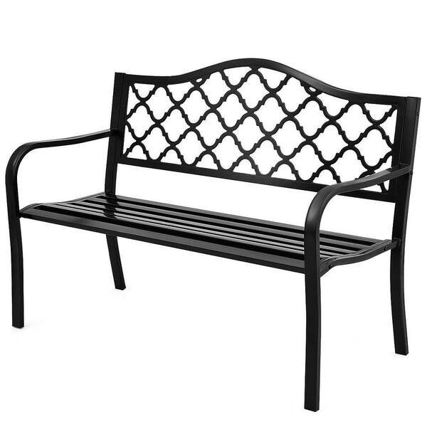 Alpulon Black Metal 2-Person Outdoor Patio Bench