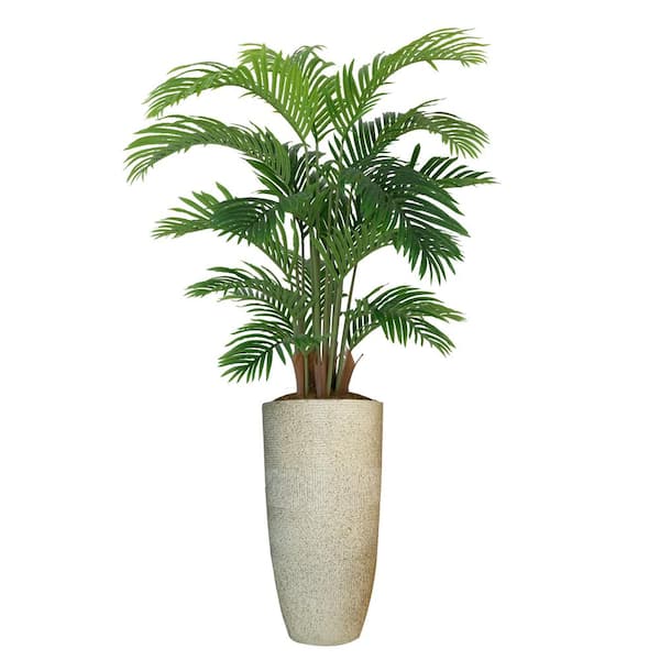 5.17 ft. Tall Artificial Faux Real Touch Palm Tree With Fiberstone Planter