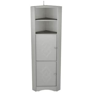 16.93 in. W x 14.96 in. D x 61.02 in. H Gray Linen Cabinet With Doors and Adjustable Shelves