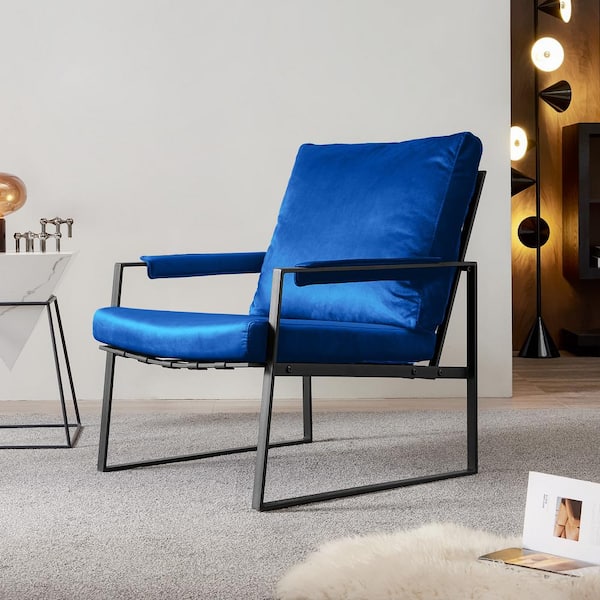 comfortable blue armchair