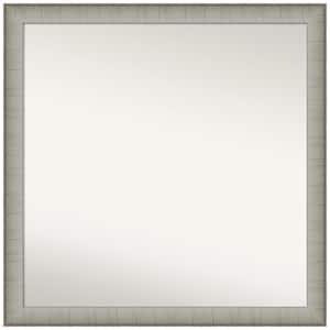 Elegant Brushed Pewter Narrow 29 in. W x 29 in. H Non-Beveled Bathroom Wall Mirror in Silver