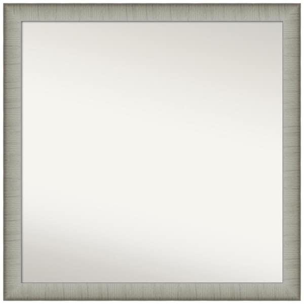Amanti Art Elegant Brushed Pewter Narrow 29 in. W x 29 in. H Non-Beveled Bathroom Wall Mirror in Silver
