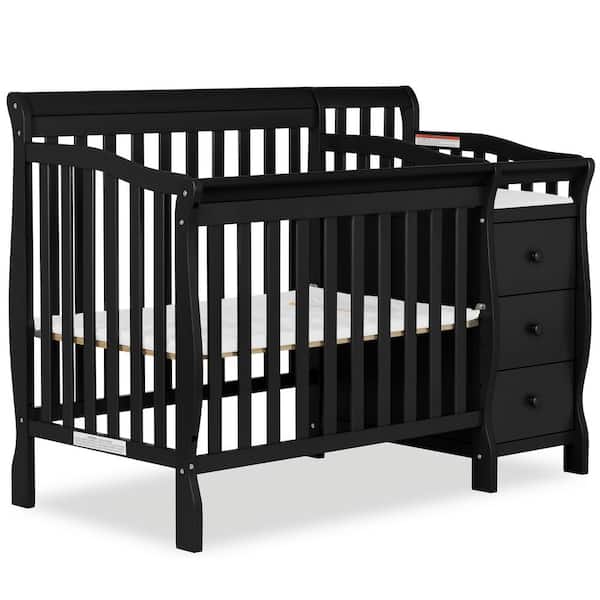 Dream On Me Jayden 4-in-1 Black Mini Convertible Crib And Changer