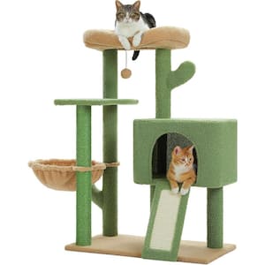 41 in. Cactus Cat Tower Multi-Level Cat Play House with Scratching Post and Cozy Condo, Cat Climbing Stand