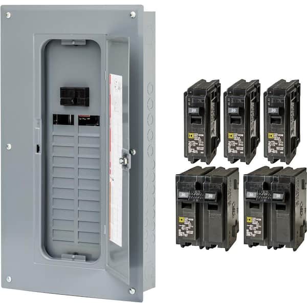 Square D Homeline 100 Amp 24-Space 48-Circuit Indoor Main Breaker Plug-On Neutral Load Center with Cover(HOM2448M100PCVP)
