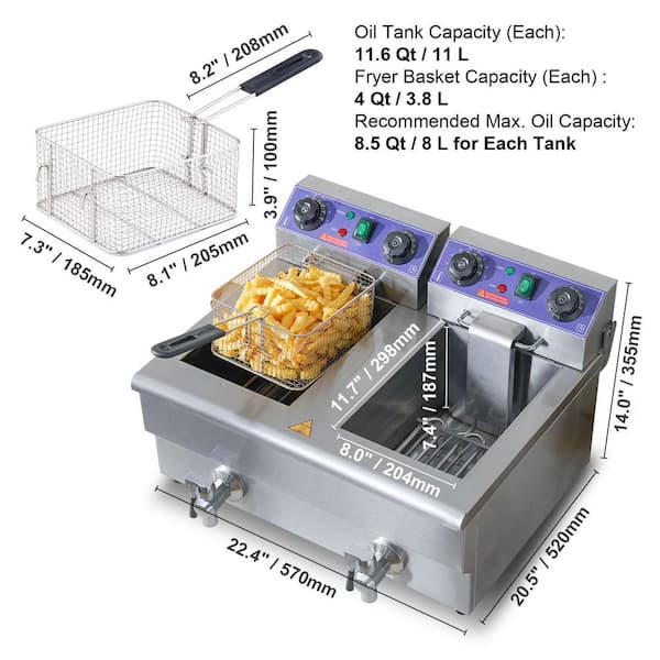 キッチン家電 NON OIL FRYER SKYSHALO Commercial Electric 23.2 qt. in Silver Deep Fryer 3000