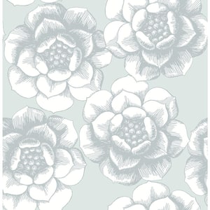 Fanciful Silver Floral Silver Wallpaper Sample